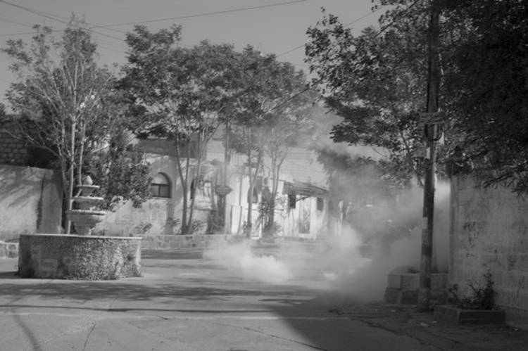 Streets filled with tear gas in the village of Beitunia